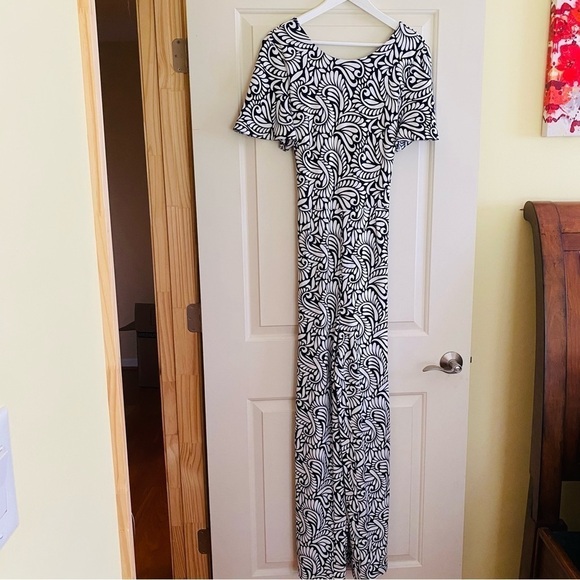 Boden Jumpsuit Wide Leg Heavy Ponte Tie Waist 10 Tall - Picture 6 of 12